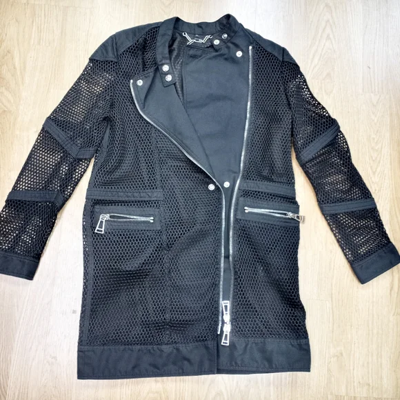 Belstaff Dunstable Black Fishnet Tech Mesh Trench Coat Jacket (XS) - Picture 8 of 11